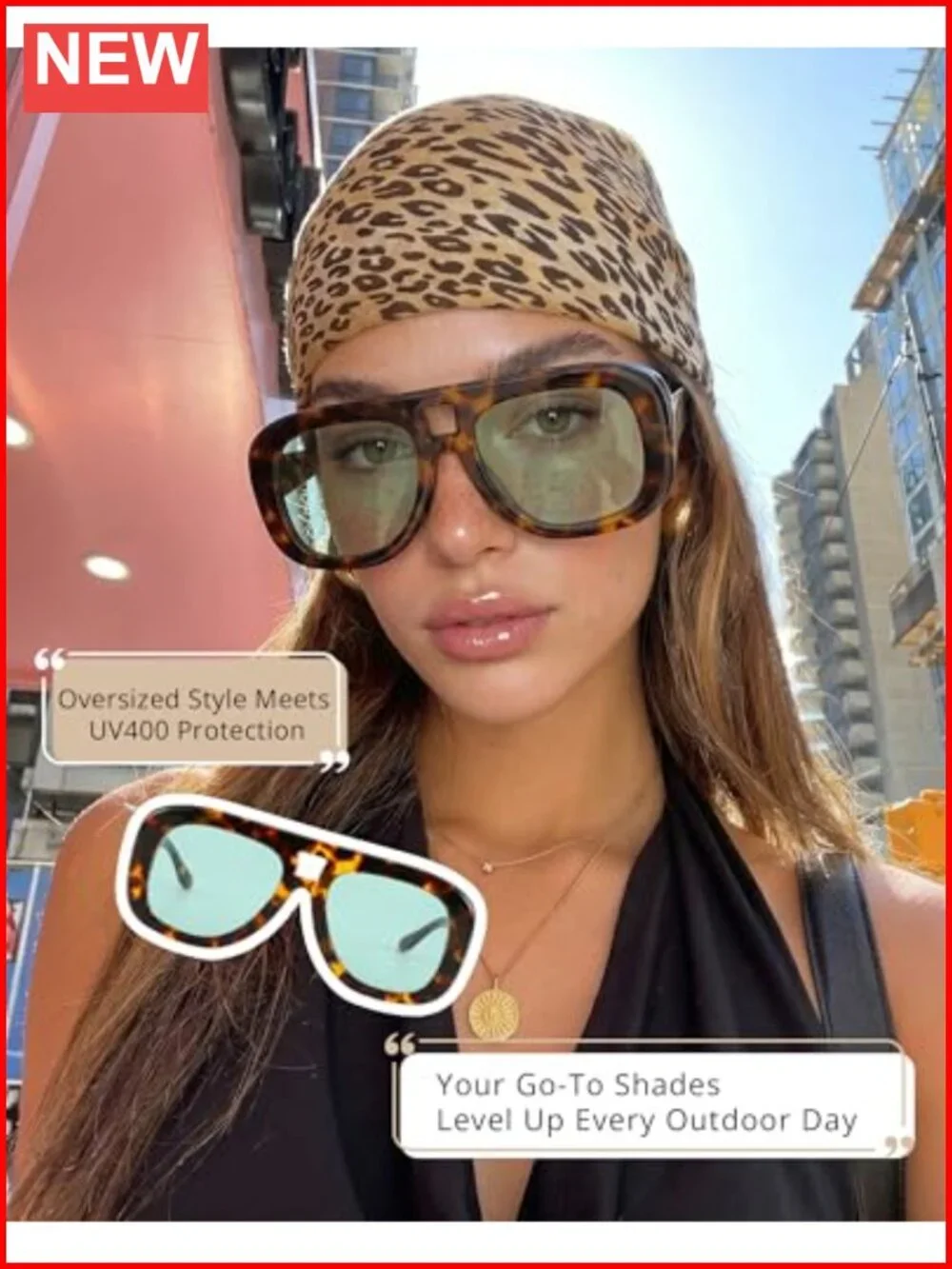 Oversized Retro Aviator Sunglasses with UV400 Protection